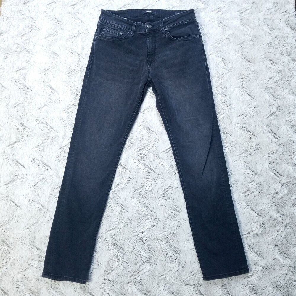 Mavi Denim Brand Jeans Mens 32x32 Black Marcus Slim Straight Leg Dark Wash Denim